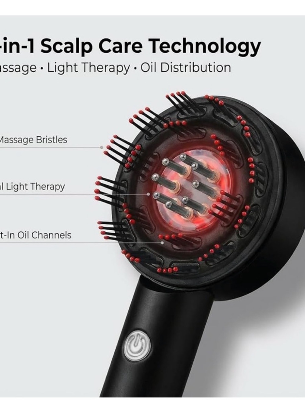 RBX Scalp Massage Comb in Black with Red Accents - Picture 4 of 6